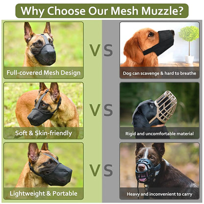 uyV1PetDogMuzzlesAdjustableBreathableDogMouthCoverAntiBarkBiteMeshDogsMouthMuzzleMask