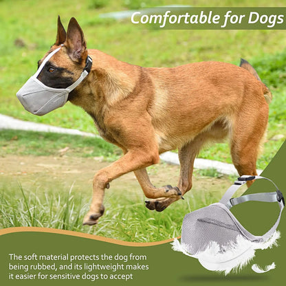 rT5XPetDogMuzzlesAdjustableBreathableDogMouthCoverAntiBarkBiteMeshDogsMouthMuzzleMask