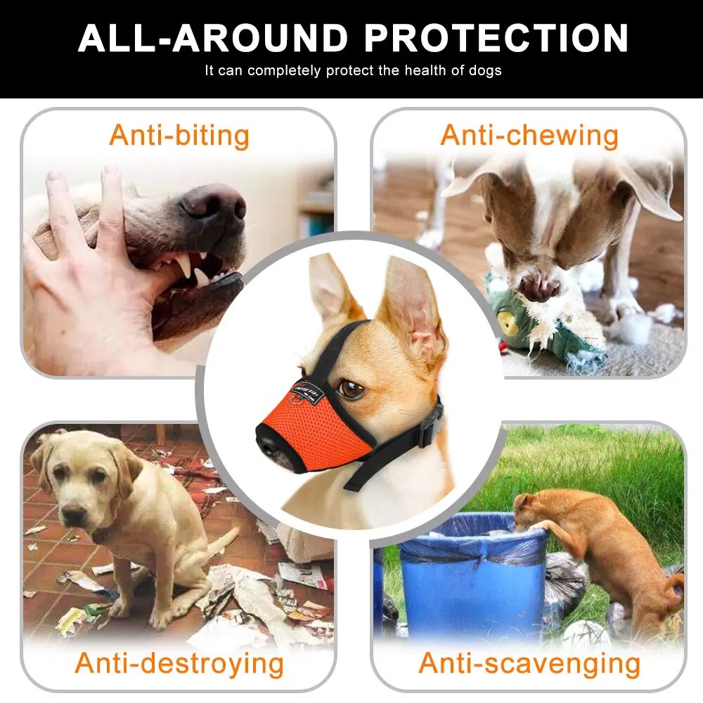 FJVrMeshNylonDogMuzzleAdjustableSmallMediumLargeDogMuzzlePetAccessoriesBreathableAntiB