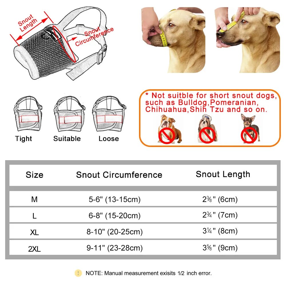 5rzHMeshNylonDogMuzzleAdjustableSmallMediumLargeDogMuzzlePetAccessoriesBreathableAntiB