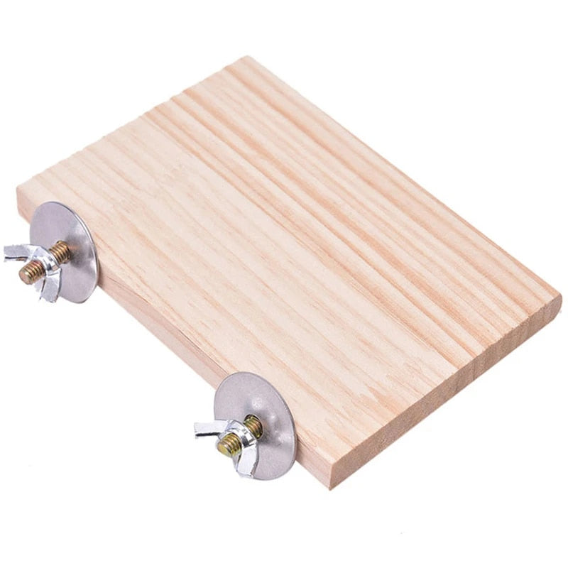 Wood Perch Stand: Rectangular Fan-shaped Platform for Parrots & Small Birds
