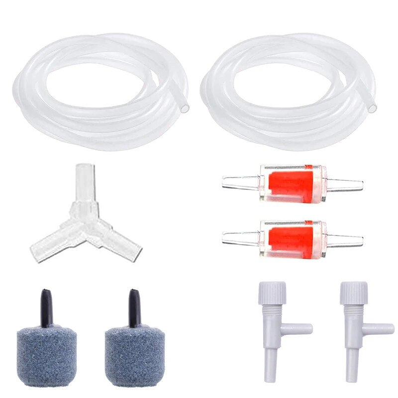 Aquarium Air Pump Kit: Tube, Stone, Valves & Connectors for Fish Tank Oxygen Pump