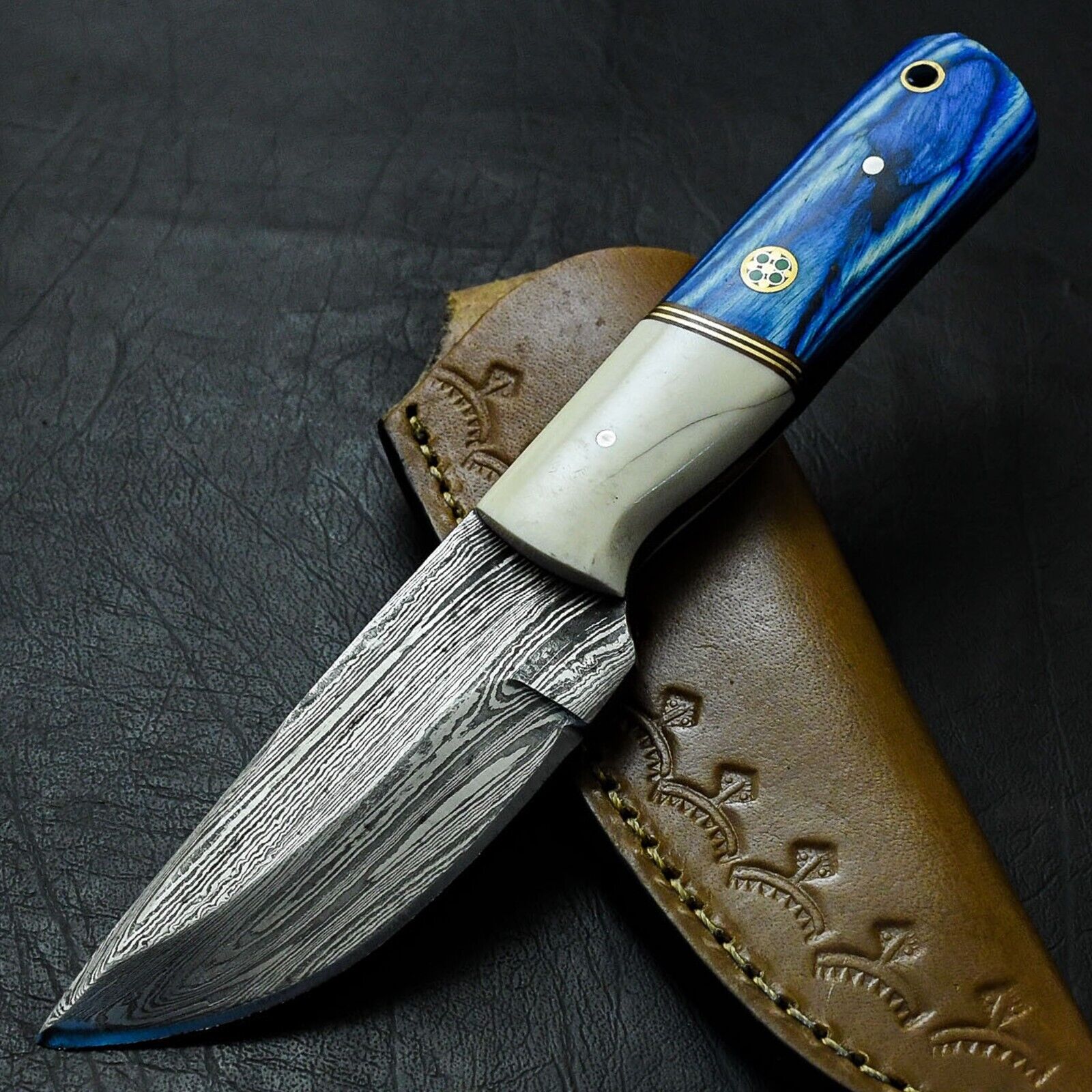 Custom Handmade Damascus Steel Hunting Knife Fixed Blade Knife,