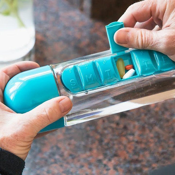 Vitamins Organizer Water Bottle – Portable Pill Holder & Supplement Storage | Perfect Health Gift