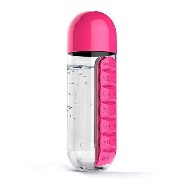 Portable pill holder and water bottle combo