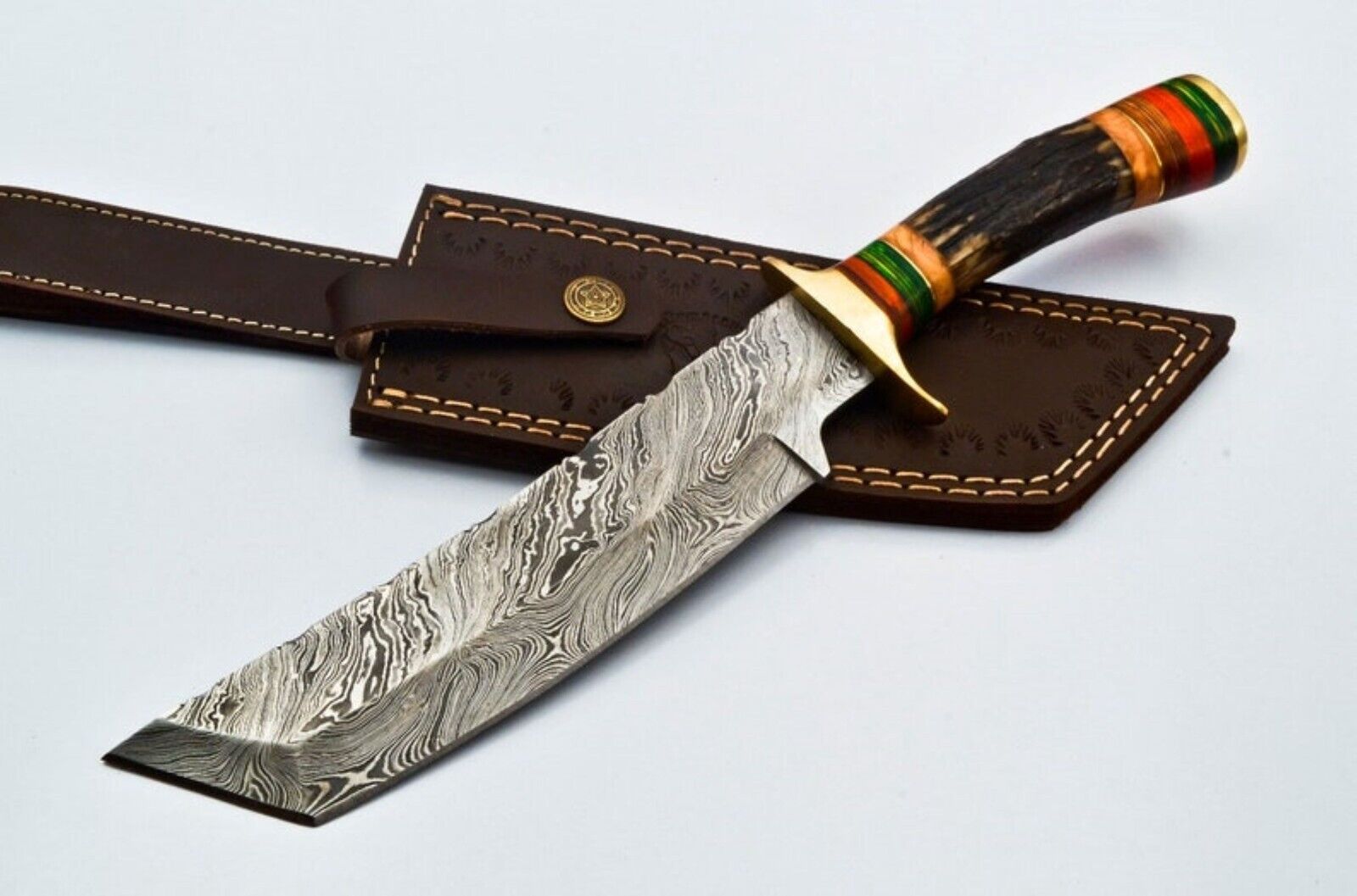 Custom Handmade Damascus Knife Hand Forged Skinner Hunting Knife Outdoor Camping