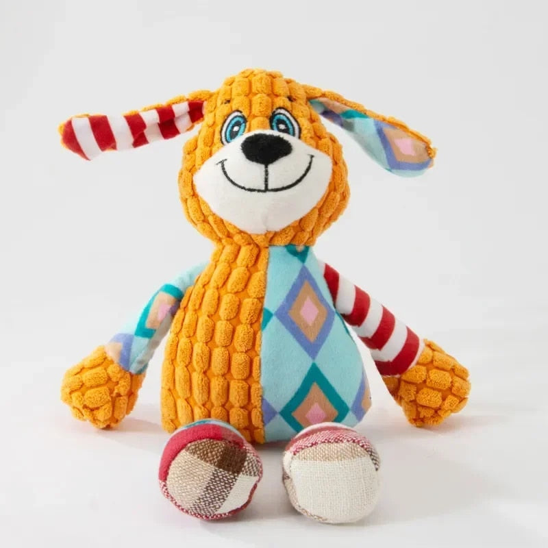Pet Plush Toy Cat Dog Puzzle Toy Cute Animals Bite Resistant Interactive Squeaky Chew Toy