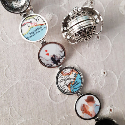 Antique silver 4 picture locket on chain