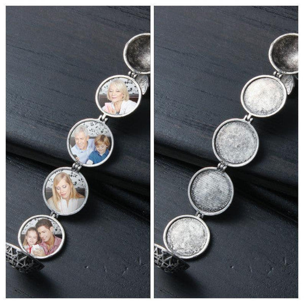 Silver four photo expanding locket closeup