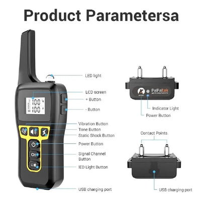 Universal Waterproof Rechargeable Dog Training Bark Collar with Remote