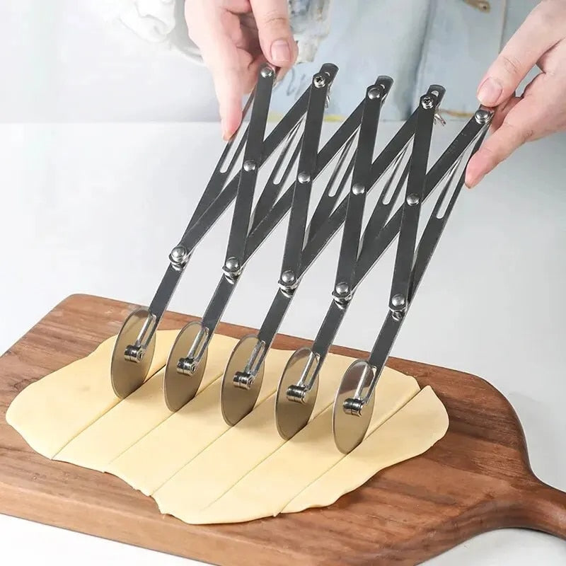 Stainless Steel Baking Pan Tool for Pizza, Pastry, Dough: Cutter, Divider, Knife, Roller Blade & Peeler