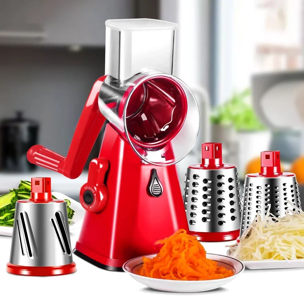 Portable Manual Vegetable Cutter: Multifunctional Round Mandoline Slicer for Potato, Cheese & More - Kitchen Gadgets