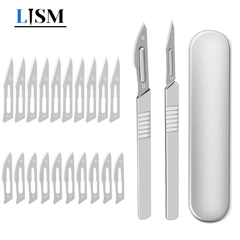 Carbon Steel Carving Scalpel Blades & Handle Kit - DIY Cutting & Repair Tool with Non-Slip Handle