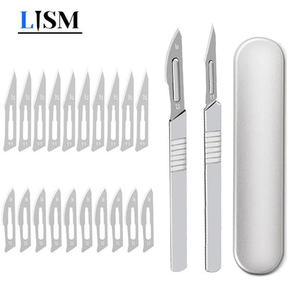 Carbon Steel Carving Scalpel Blades & Handle Kit - DIY Cutting & Repair Tool with Non-Slip Handle
