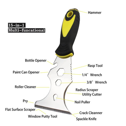 TCpuLiTuiLi15in1MultiUsePuttyKnifeStainlessSteelPaintScraperRemovalConstructionToolfo