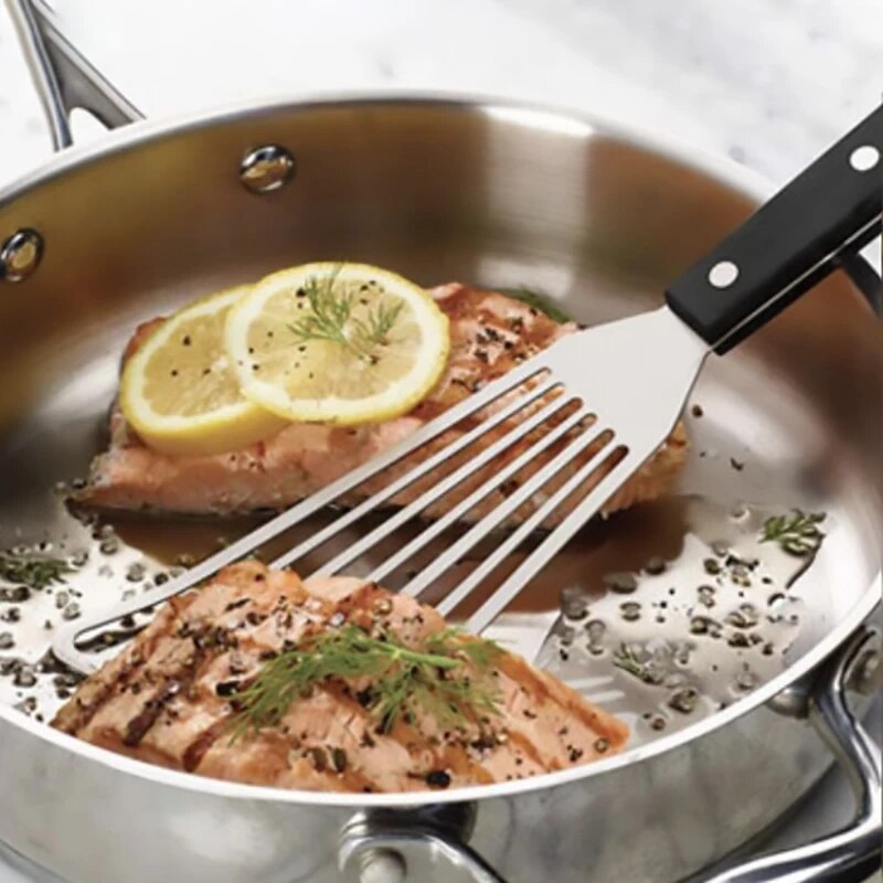5yktStainlessSteelSlottedTurnerFishSpatulaWithWoodenHandleKitchenToolsbyLeesephjpg