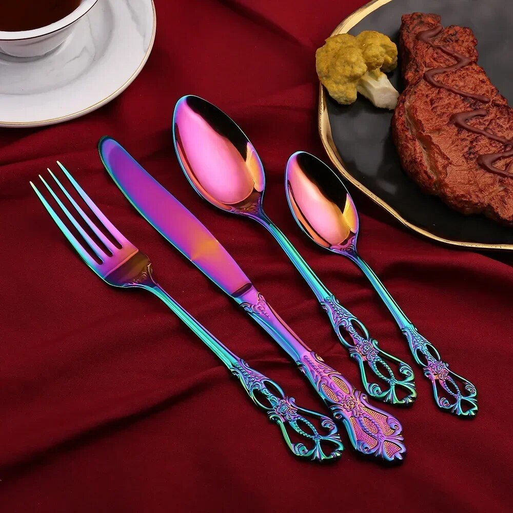 vnSCGoldenStainlessSteelCutlerySetLuxuryCompleteDinnerwareSetRoyalSpoonForksEuropeanGif