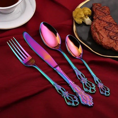 vnSCGoldenStainlessSteelCutlerySetLuxuryCompleteDinnerwareSetRoyalSpoonForksEuropeanGif