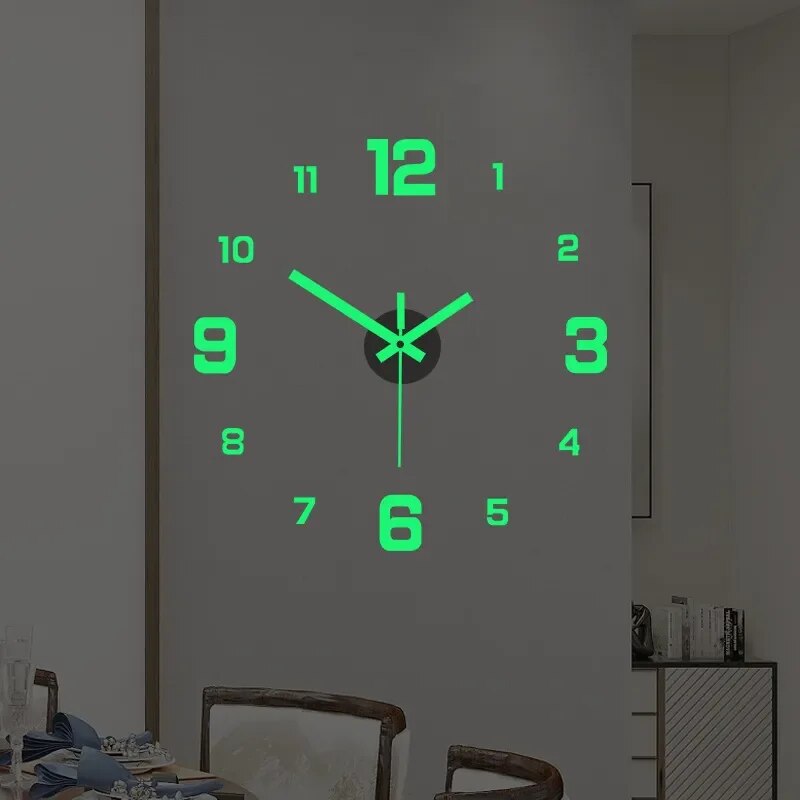 3D Luminous Wall Clock: Frameless Acrylic DIY Digital Clock Stickers for Living Room, Bedroom, Office Wall Decor