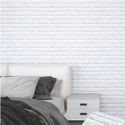 2m 3D Soft Foam Brick Wallpaper Sticker Roll | DIY Self-Adhesive Home Decor for Living Room, Kitchen, Bathroom