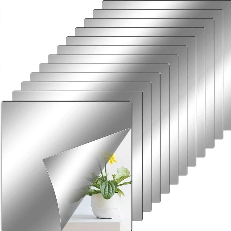 Self Adhesive Mirror Sheets: Removable Non Glass Mirrors for Home Decor - 3D Wall Stickers for Bedroom, Living Room