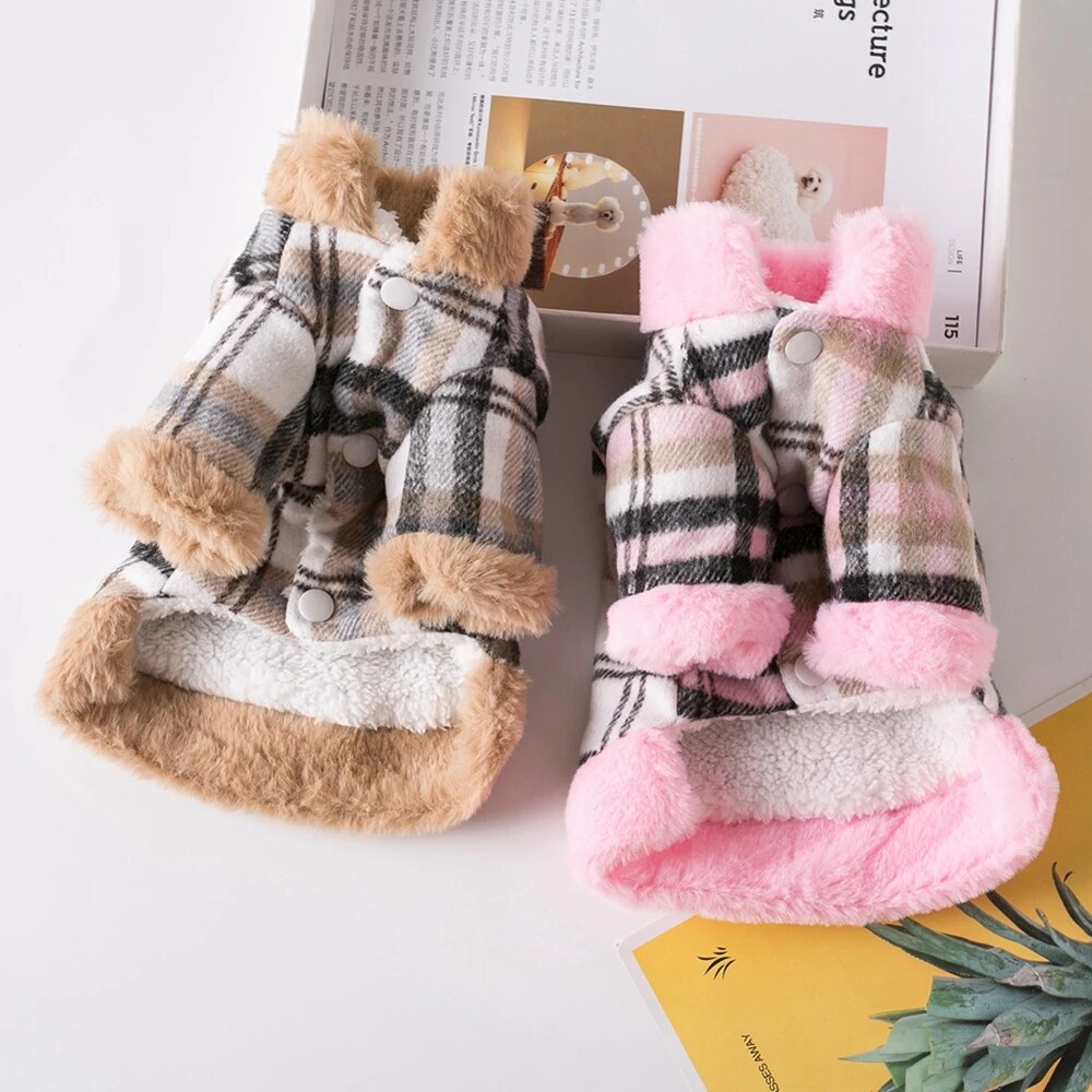 Autumn/Winter Lattice Dog Coat | Pet Clothing for Chihuahua & Yorkshire Terrier