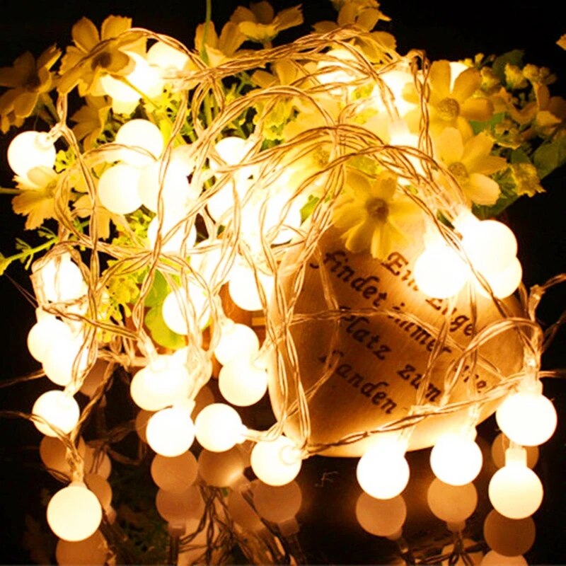TVr510MUSBBatteryPowerBallLEDStringLightsGarlandLightsOutdoorLampWeddingGardenFairyLi