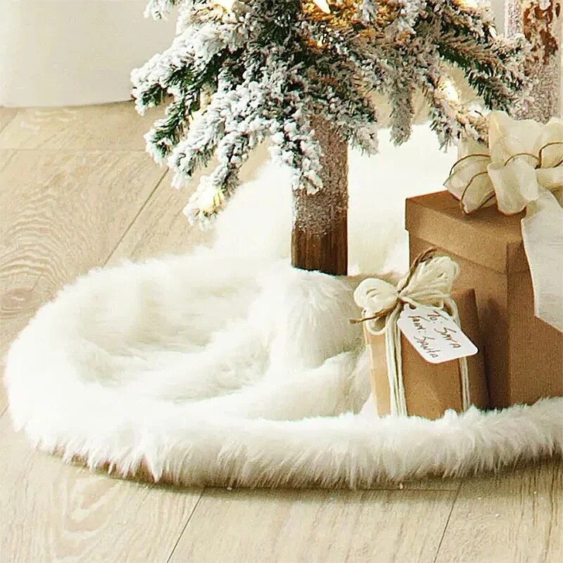 78 90 122cm Christmas Tree Skirts White Plush Mat Navidad Xmas Tree Base Mat New Year Home Decor