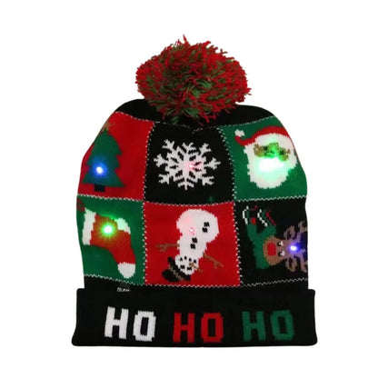 qkdyNewYearLEDChristmasHatSweaterKnittedBeanieChristmasLightUpKnittedHatChristmasGift