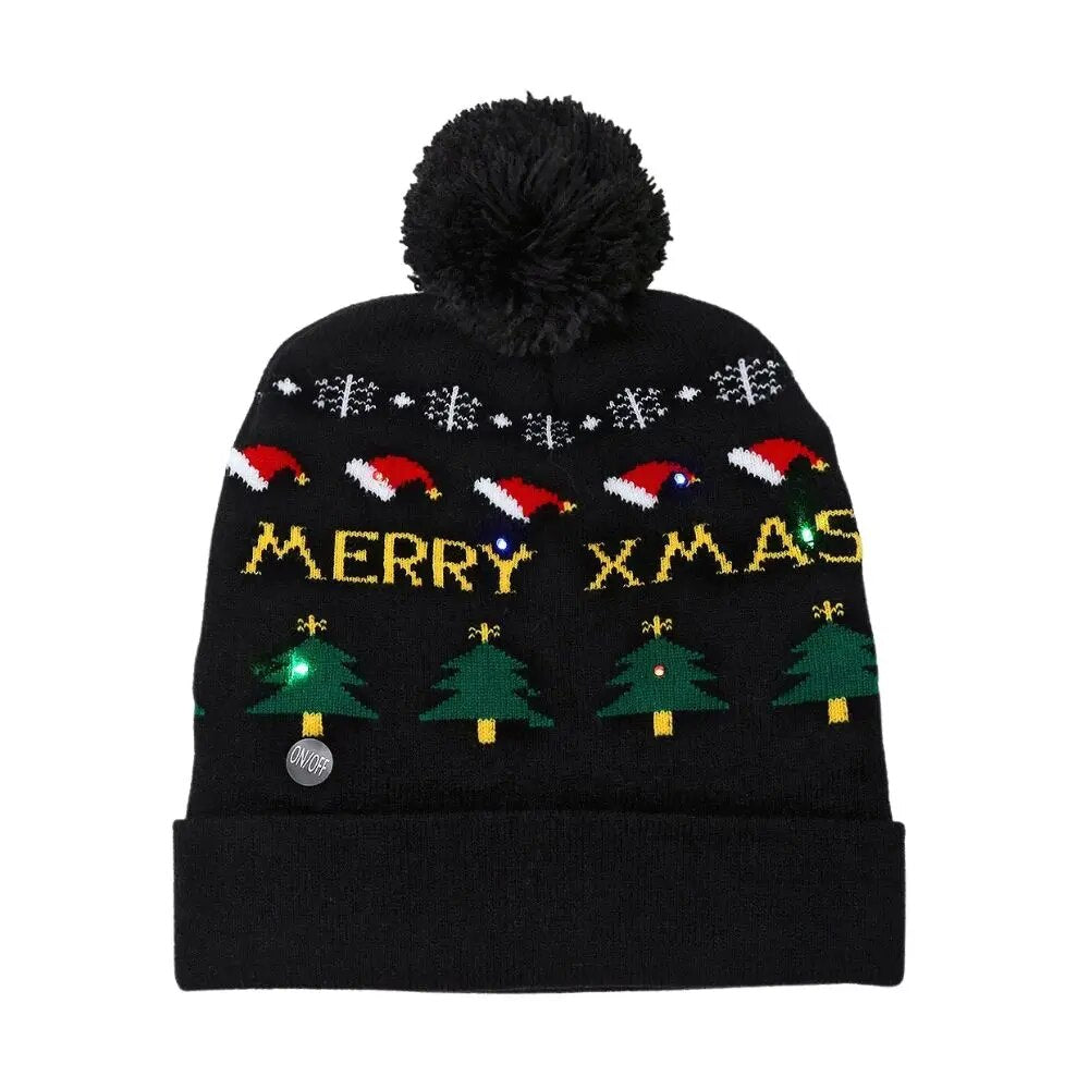 9I2oNewYearLEDChristmasHatSweaterKnittedBeanieChristmasLightUpKnittedHatChristmasGift