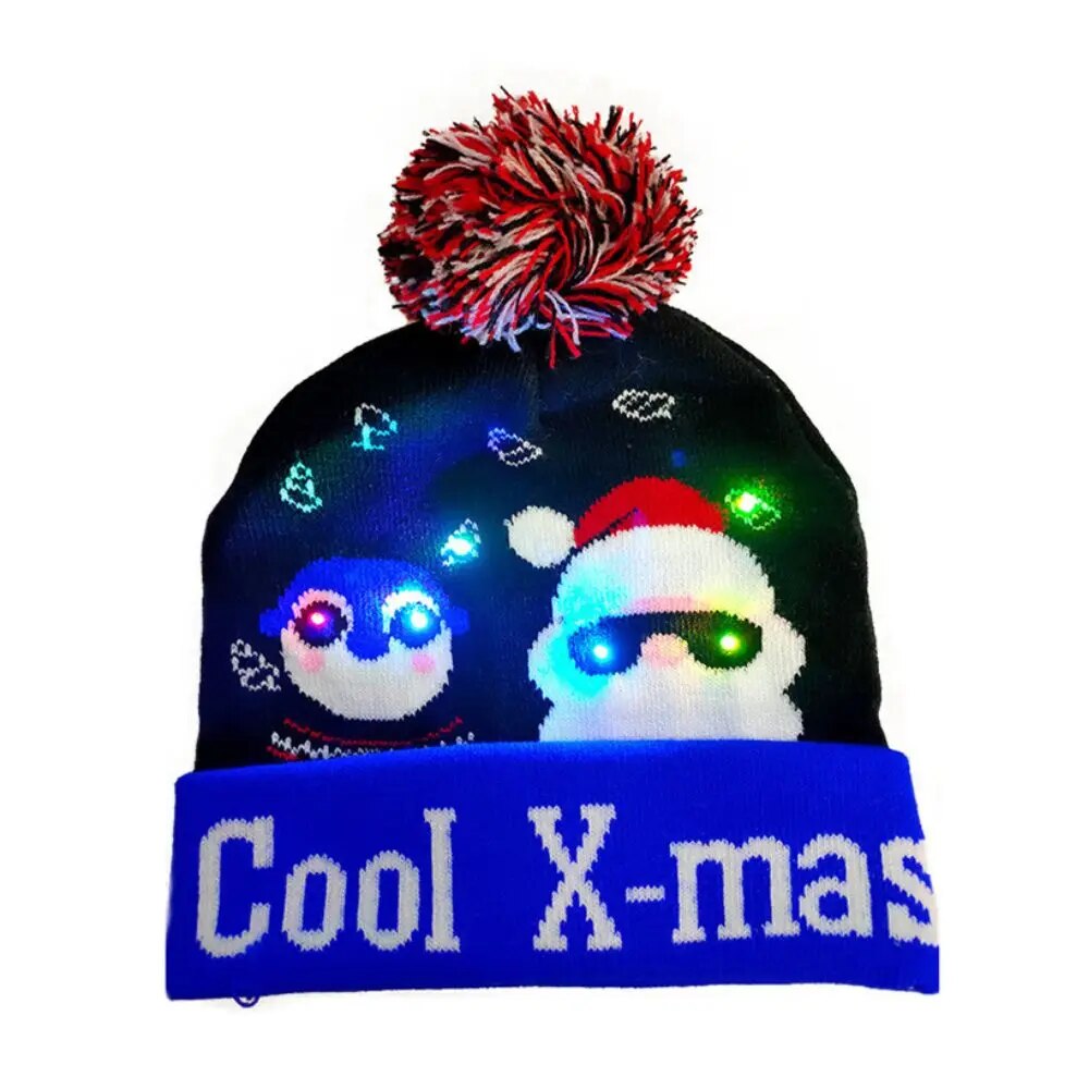 7mRoNewYearLEDChristmasHatSweaterKnittedBeanieChristmasLightUpKnittedHatChristmasGift