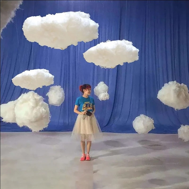 Artificial Cotton Cloud Decor: DIY Wedding & Birthday Party, 3D Small Cotton Cloud for Home Ceiling, Living Room Indoor