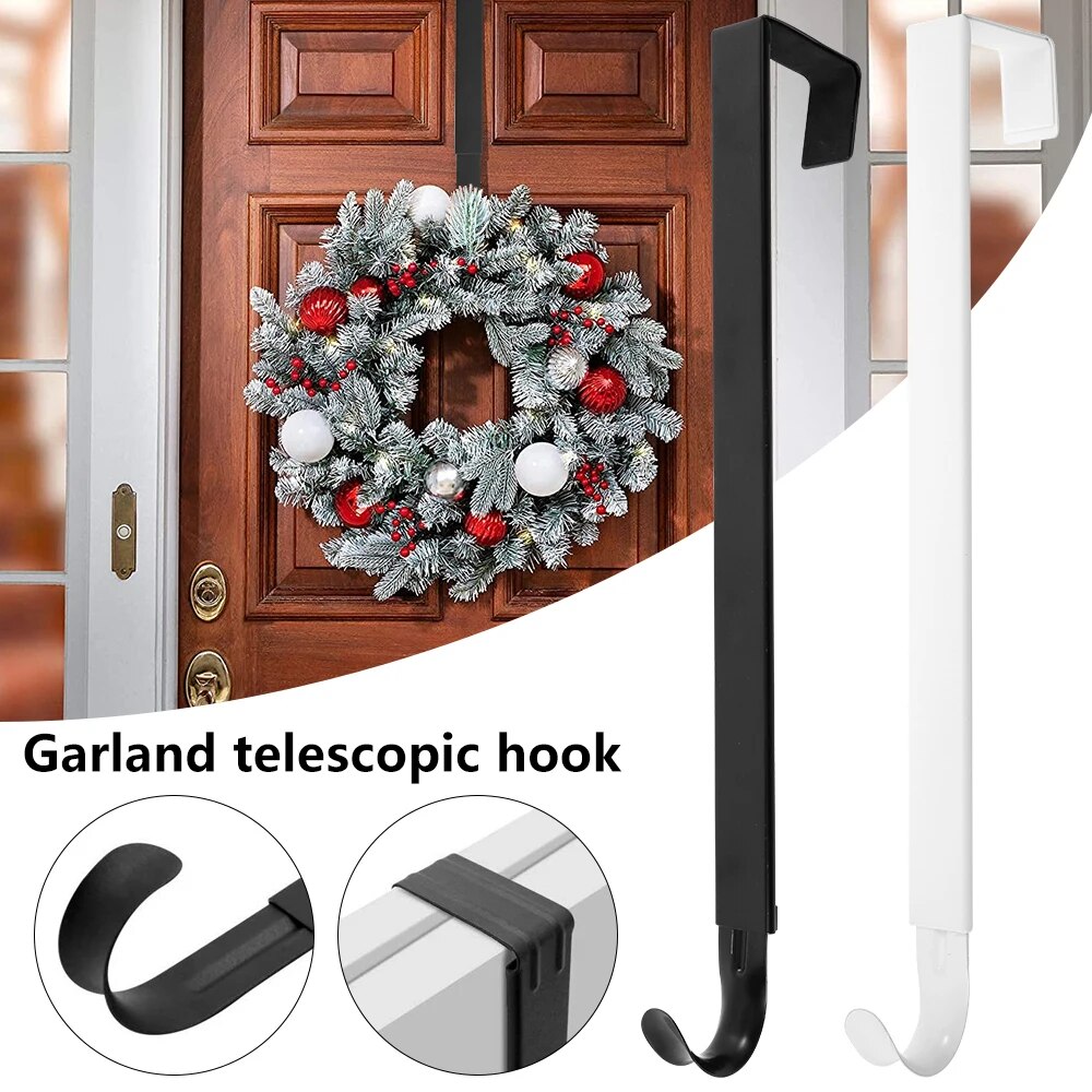 Holidays Wreath Hook Hangers: Removable Door Storage Rack Organizer - Coat Bag Hat Robe Hanging Holder Extensible Hanger