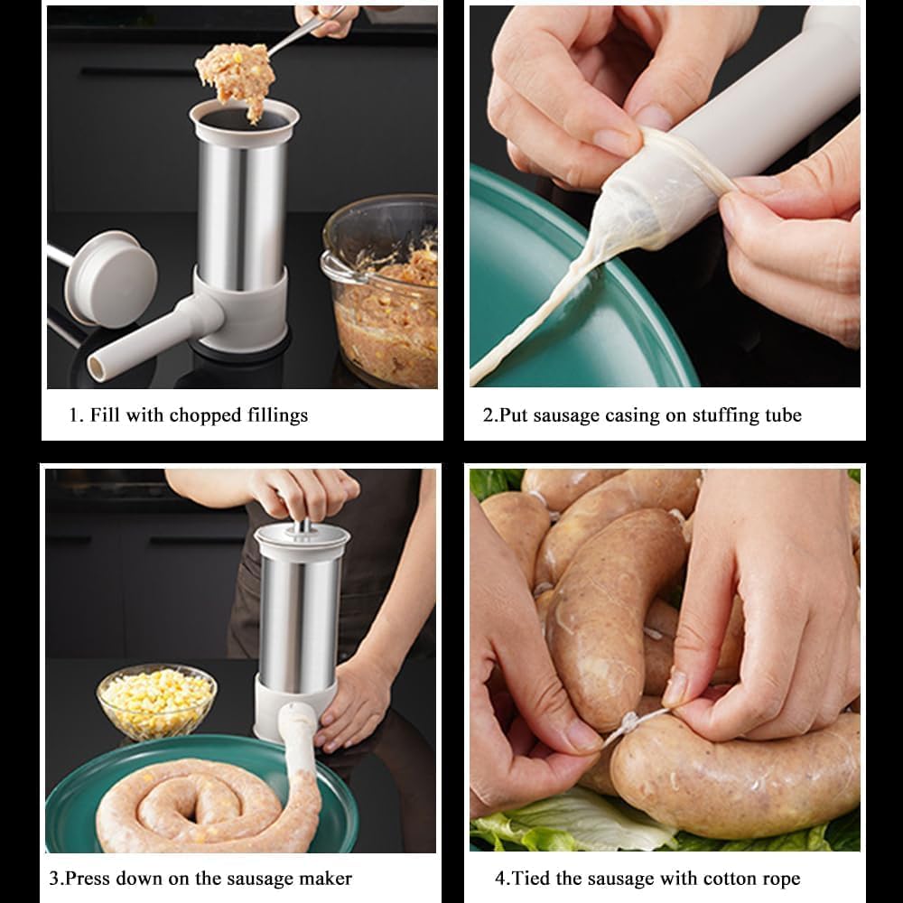 Sausage Stuffer with 4 Different Sizes Stuffing Tubes 6