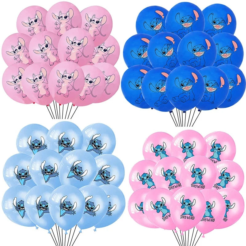 10PCS 12-Inch Disney Lilo and Stitch Latex Balloon Set for Boy Girl's Birthday Party & Baby Shower Decorations