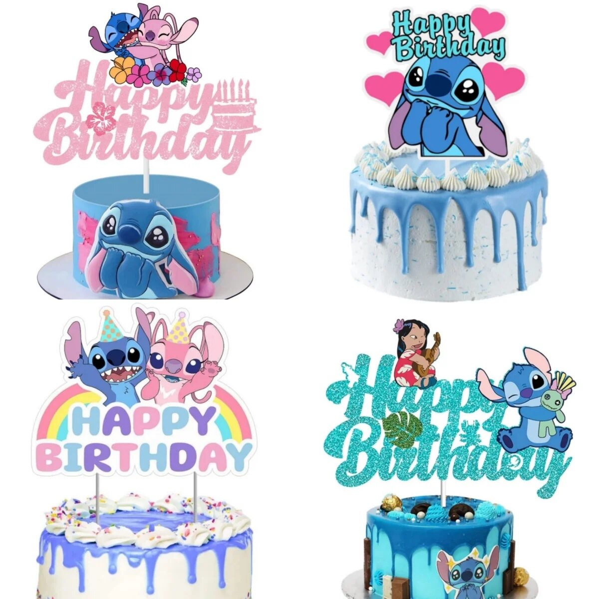Disney Lilo Stitch Happy Birthday Cake Topper: Perfect Party Decoration for Baby Showers & DIY Baking Supplies - Kids Gi