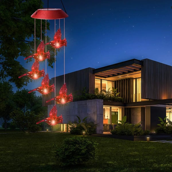 Harmony in Your Garden - Solar Powered Cardinal Wind Chime Light, Mesmerizing Illumination & Melodies3