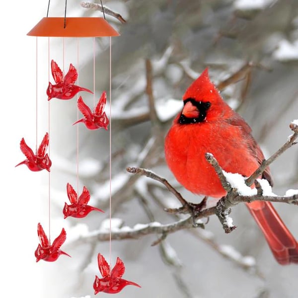 Harmony in Your Garden - Solar Powered Cardinal Wind Chime Light, Mesmerizing Illumination & Melodies4