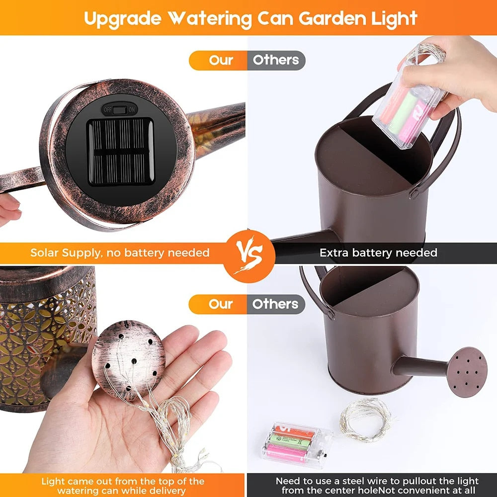 Solar Watering Can Light: Outdoor Garden Decor