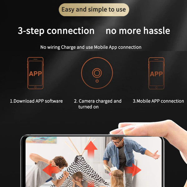 Rechargeable wireless security camera for travel