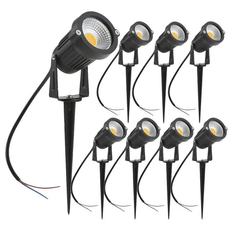 Outdoor LED Garden Lights: Waterproof Lawn Lamp 220V/110V/12V 5W Landscape Spike Bulb IP65 Spotlights