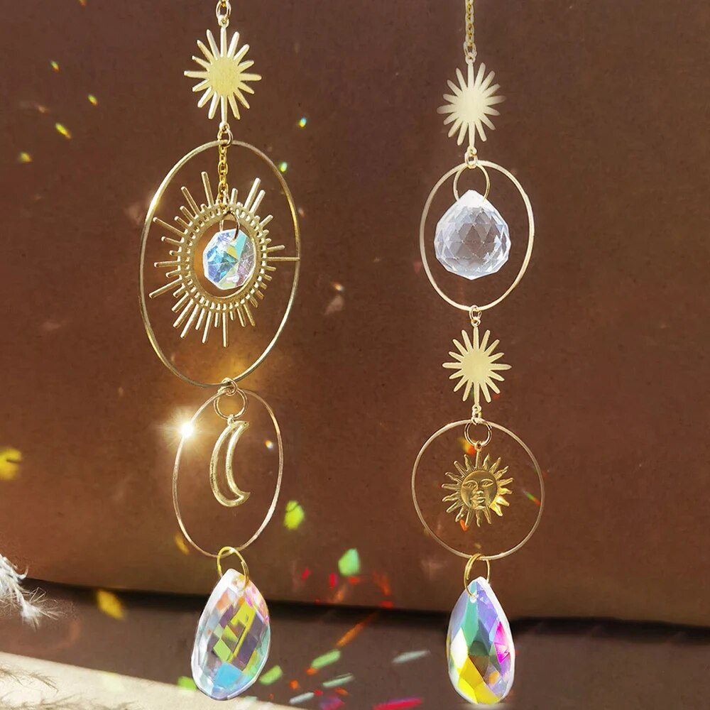 Suncatcher Crystal Sun Moon Prism Rainbow Maker for Garden & Window Decor