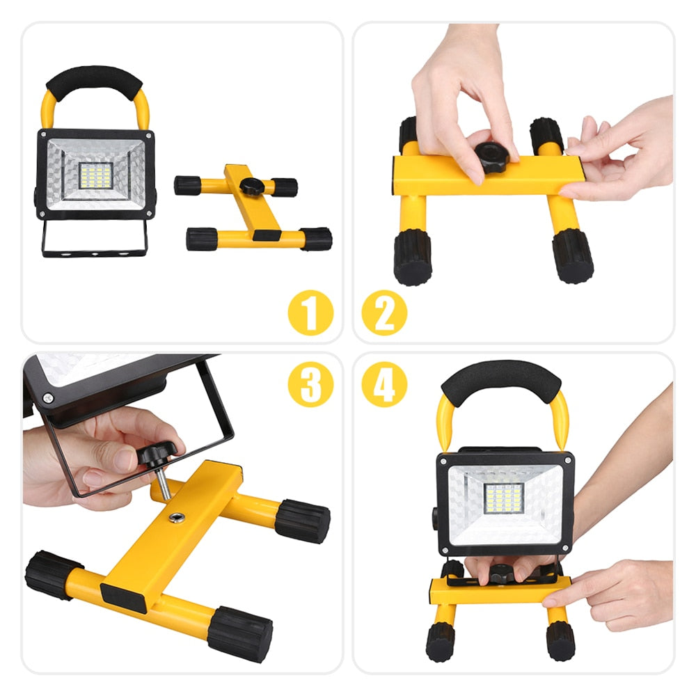 AKpA30WLEDPortableRechargeableFloodlightWaterproofSpotlightBatteryPoweredSearchlightOutdoo