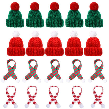 10pcs/20pcs Mini Santa Hat Christmas Scarf 2024 DIY Xmas Party Home Dinner Decoration