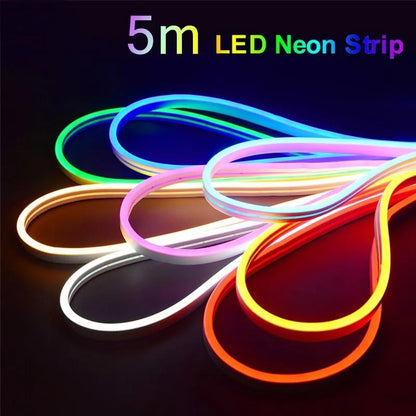 Flexible Neon LED Light Strip Set - 5M, 600 Lights, Waterproof for Indoor/Outdoor Decoration