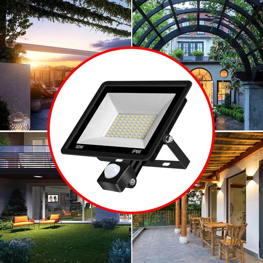 sMXr220VFloodLightLEDStreetLampReflectorLedSpotlightWithPIRMotionSensorWallLampWaterp
