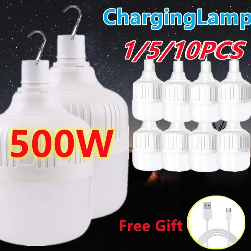 USB Rechargeable LED Emergency Light for Camping | Outdoor Portable Bulb Battery Light | Buy 1/5/10PCS