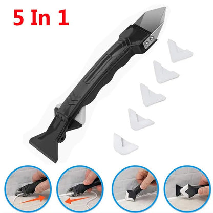 5-in-1 Silicone Remover Sealant Smooth Scraper Caulk Finisher Grout Kit - Floor Mould Removal Hand Tools Set & Accessori
