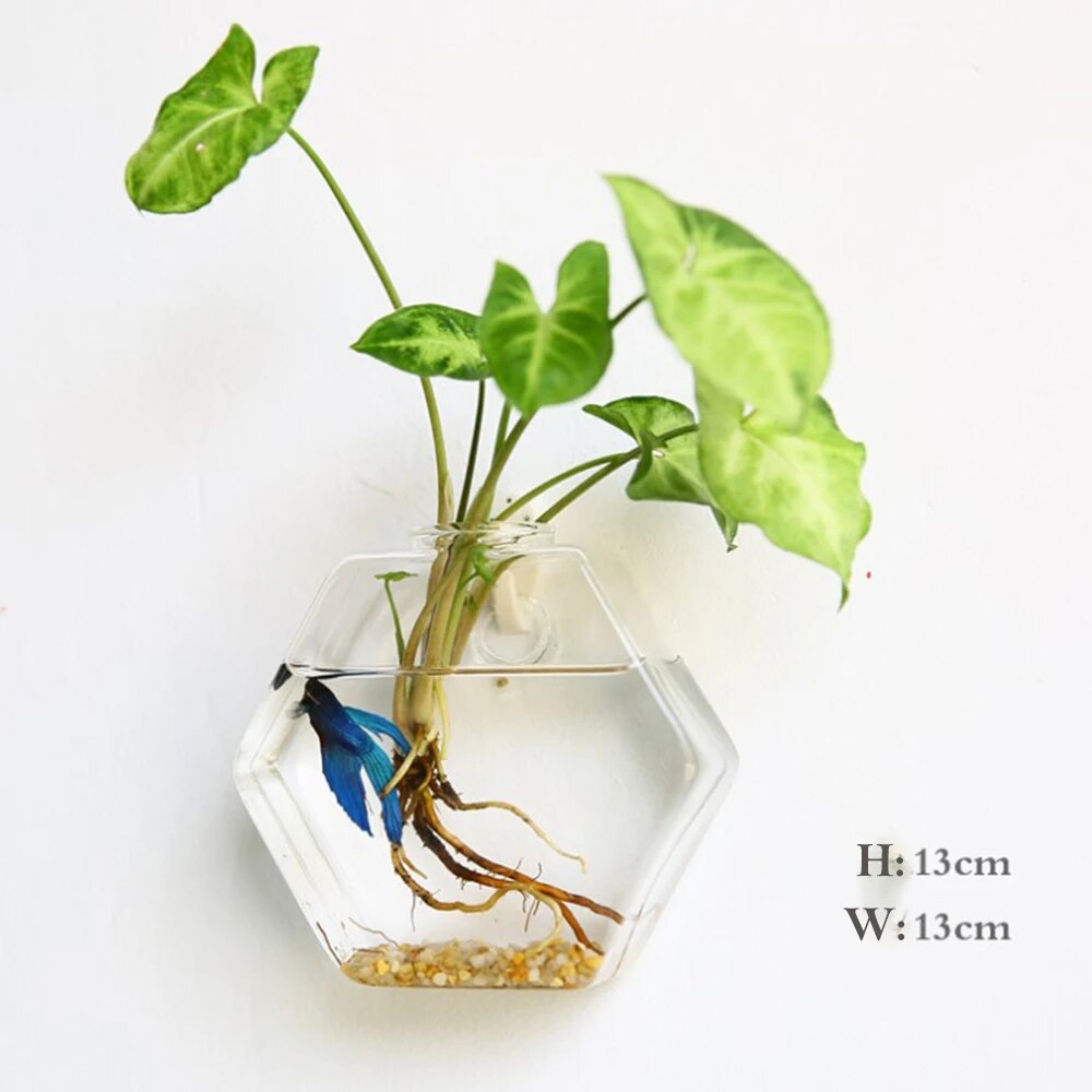 oy3dFashionWallHangingGlassFlowerVaseTerrariumWallFishTankAquariumContainerFlowerPlante