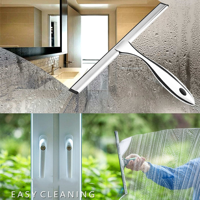 xBOUStainlessSteelShowerSqueegeeforShowerDoorswithHooksHouseholdBathroomWindowMirrorGla